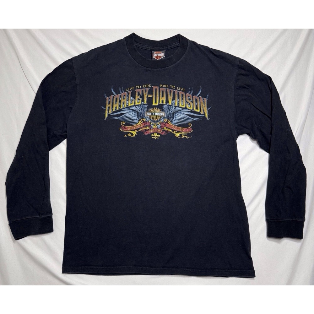 Harley Davidson Warsaw Poland 2008 Black Long Sleeve Mens‎ Size Large